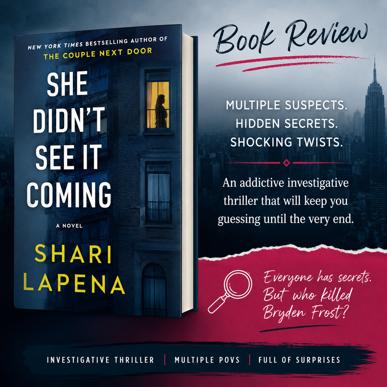 She Didn't See It Coming by Shari Lapena Book Review
